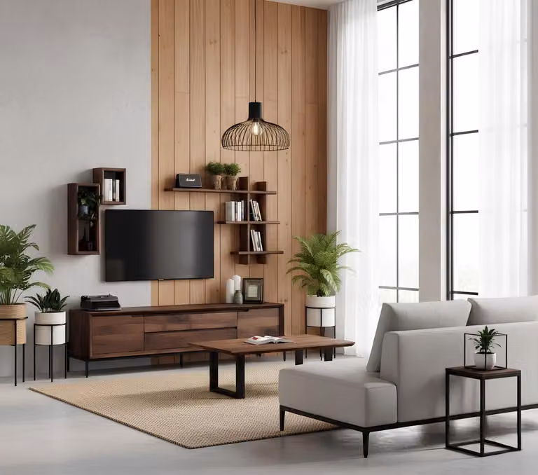 Mobile TV, tavolino da caffè, soggiorno, stile moderno, colore marrone, nuovo, legno, spazioso