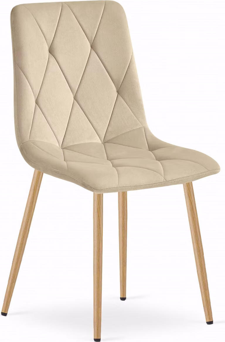 Sedia LIBRA - velluto beige chiaro / gambe in legno x 1