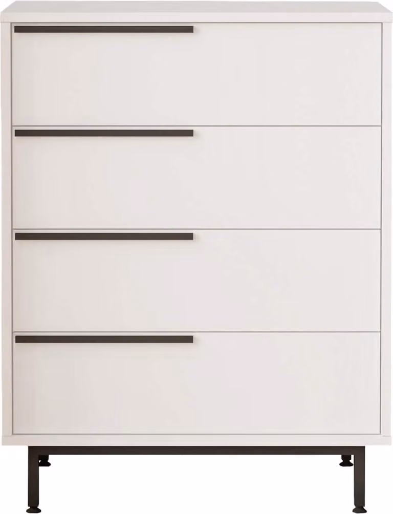 Cassettiera a 4 cassetti Rebecca Mobili Vahona 95x75x44,5 Truciolare Ferro Bianco Grigio scuro Moderno