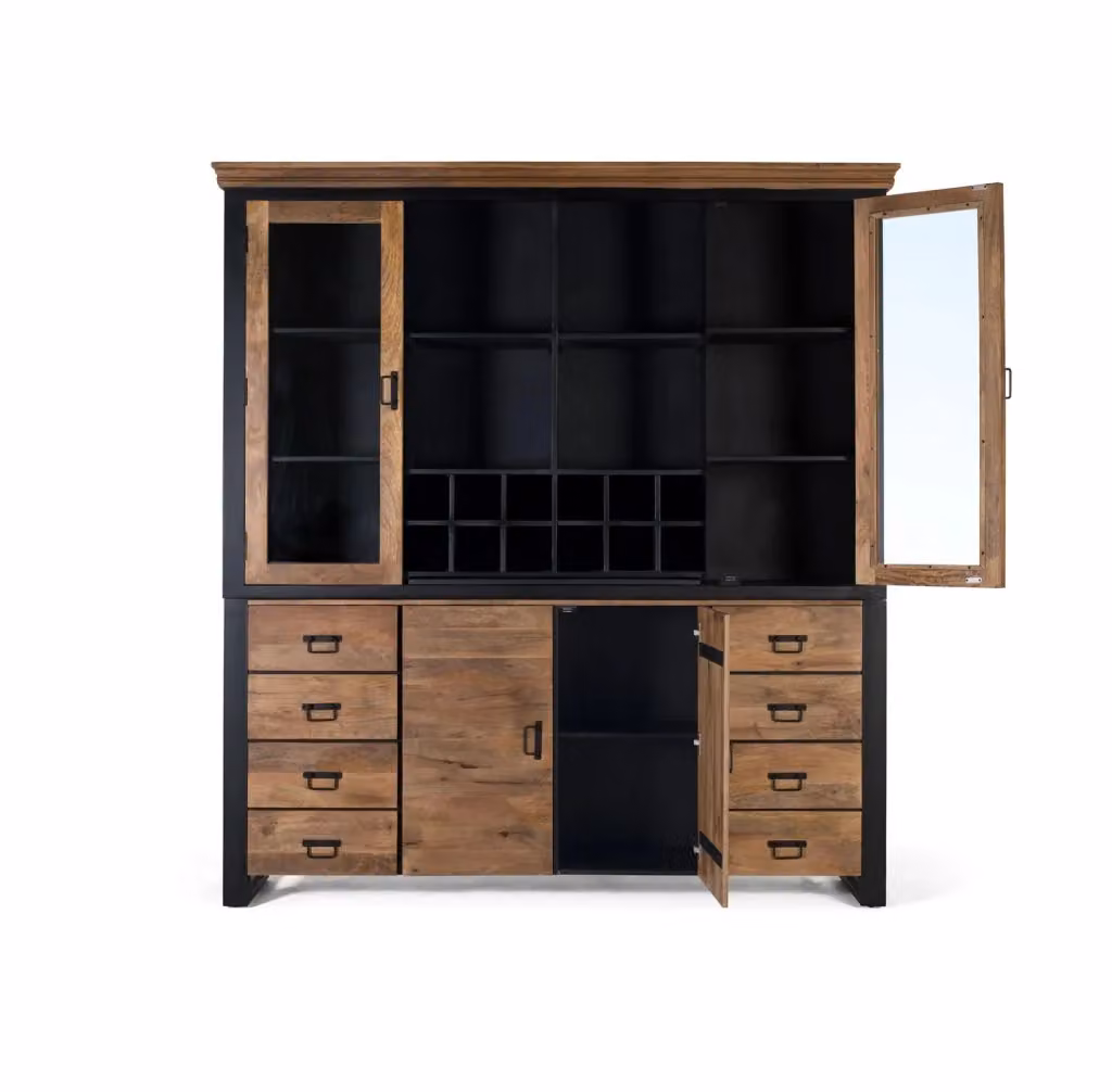 Credenza in legno di mango e metallo marrone in stile industriale per la tua sala da pranzo – 2