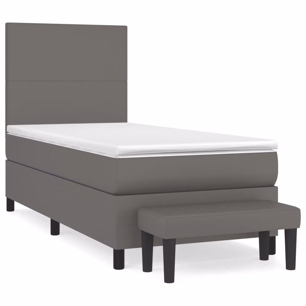Giroletto a Molle con Materasso Grigio 100x200 cm in Pelle finta