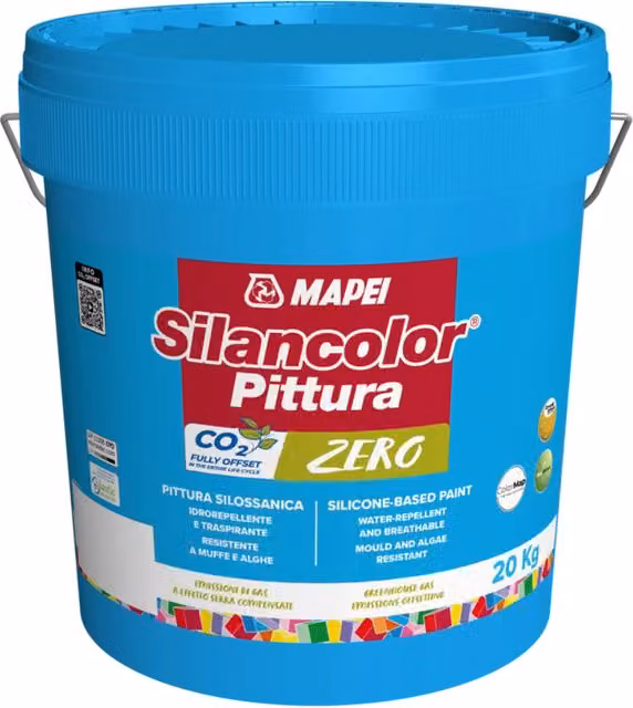 Mapei Silancolor Zero Pittura Silicatica Idrorepellente e Traspirante per Interni ed Esterni, Colore Bianco, 20 kg