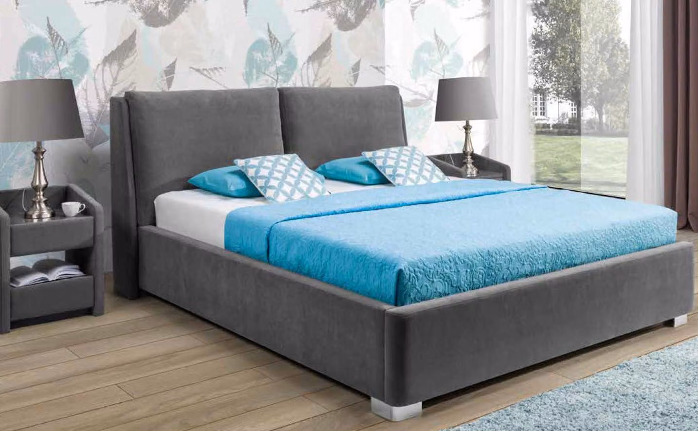 Design Bett Schlafzimmer Betten Leder Hotel Luxus Polster Ehe Doppel