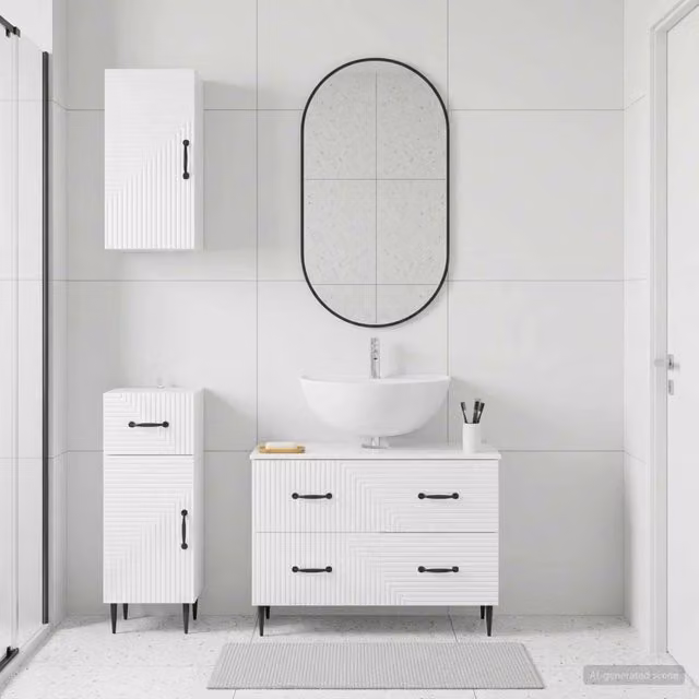 Set di armadietti da bagno in 3 pezzi HAARLEM Bianco Lucido 3417778
