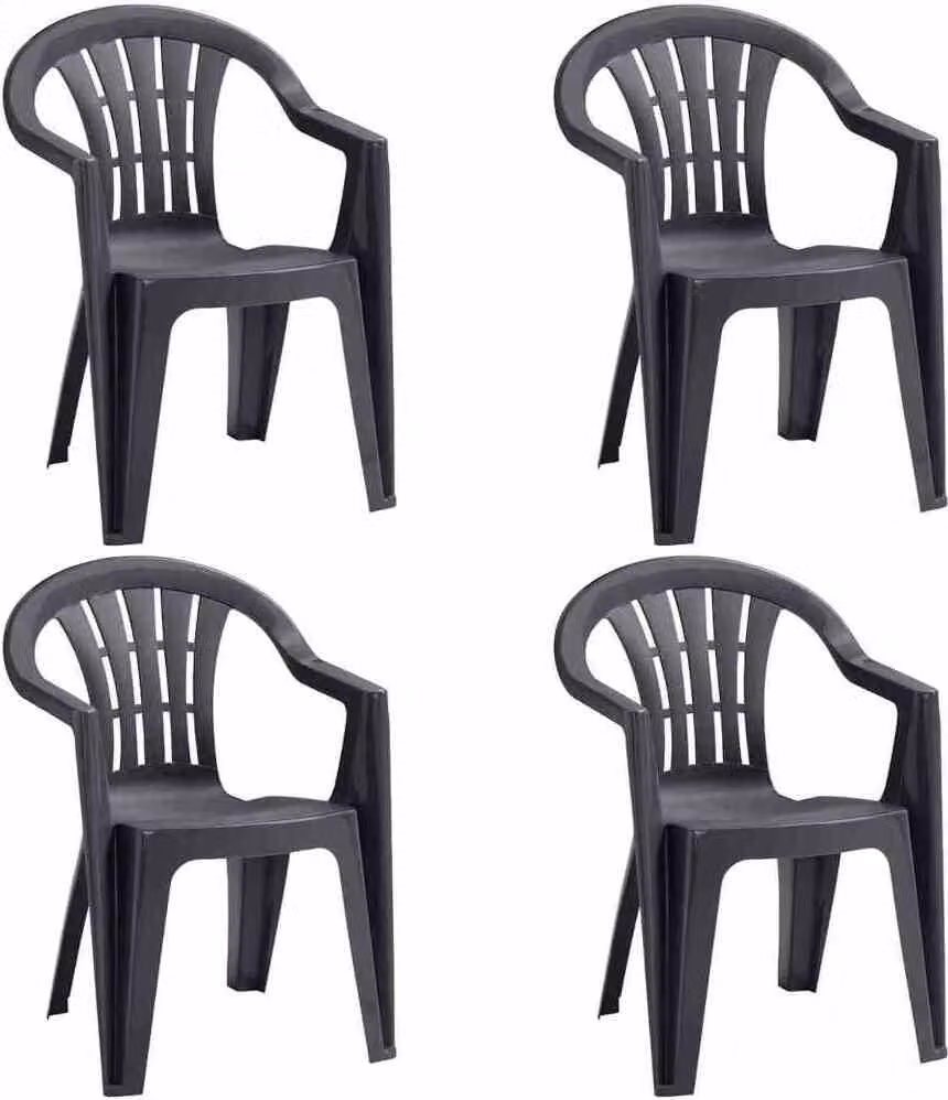 JARDIN Cuba SET 4x sedie impilabili in plastica grafite N01364