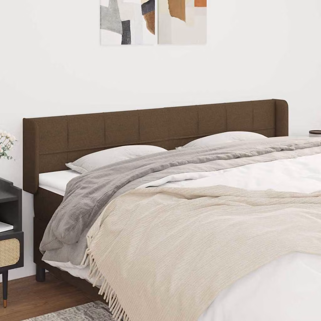 Testiera ad orecchio vidaXL in tessuto marrone scuro L: 163 cm, P: 16 cm, H: 78/88 cm