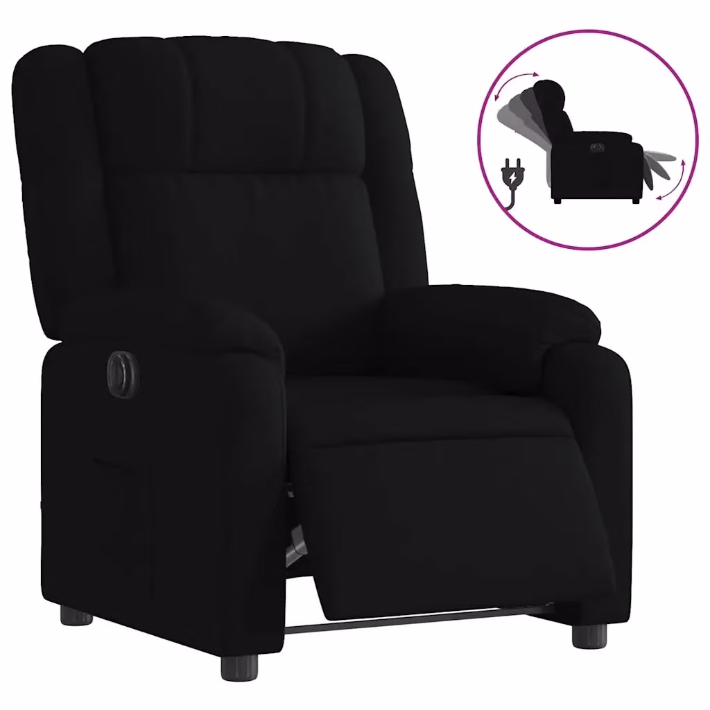 Poltrona Reclinabile Elettrica vidaXL in Tessuto Nero con Braccioli e Funzione Auto-Return – 2