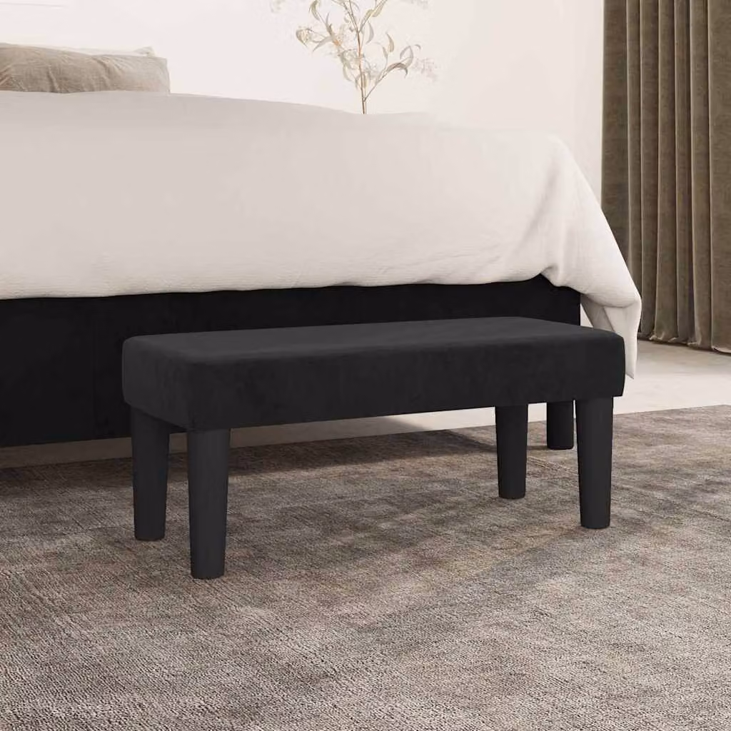Panca moderna vidaXL in velluto nero L/P/H: 70 x 30 x 30 cm