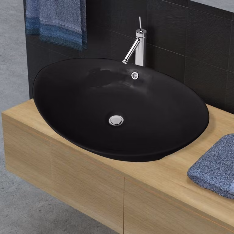 Lussuoso lavabo in Vetroceramica ovale nero