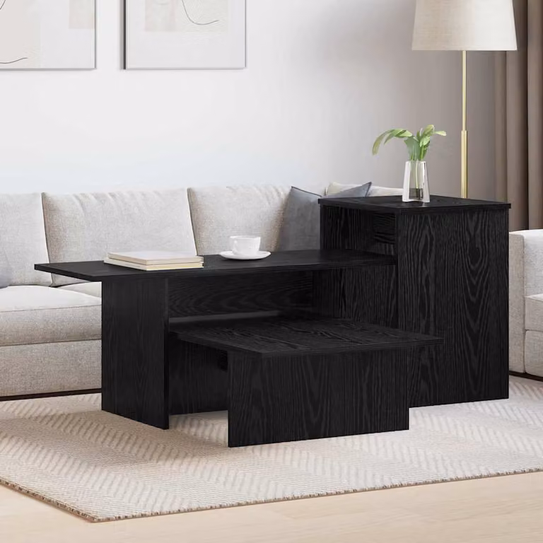 vidaXL Tavolo consolle moderno in rovere e nero L 91,5 x P 35 x H 38,5 cm