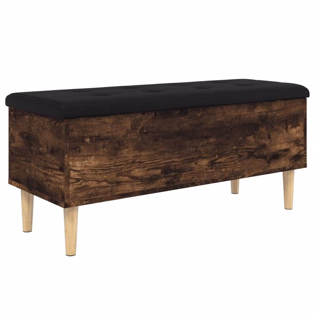 Panca con vano portaoggetti rovere fumé 102x42x46 cm materiale a base di legno