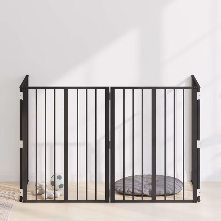 Set di 4 cancelli per cani vidaXL in acciaio zincato nero opaco, L: 60 cm, H: 80 cm