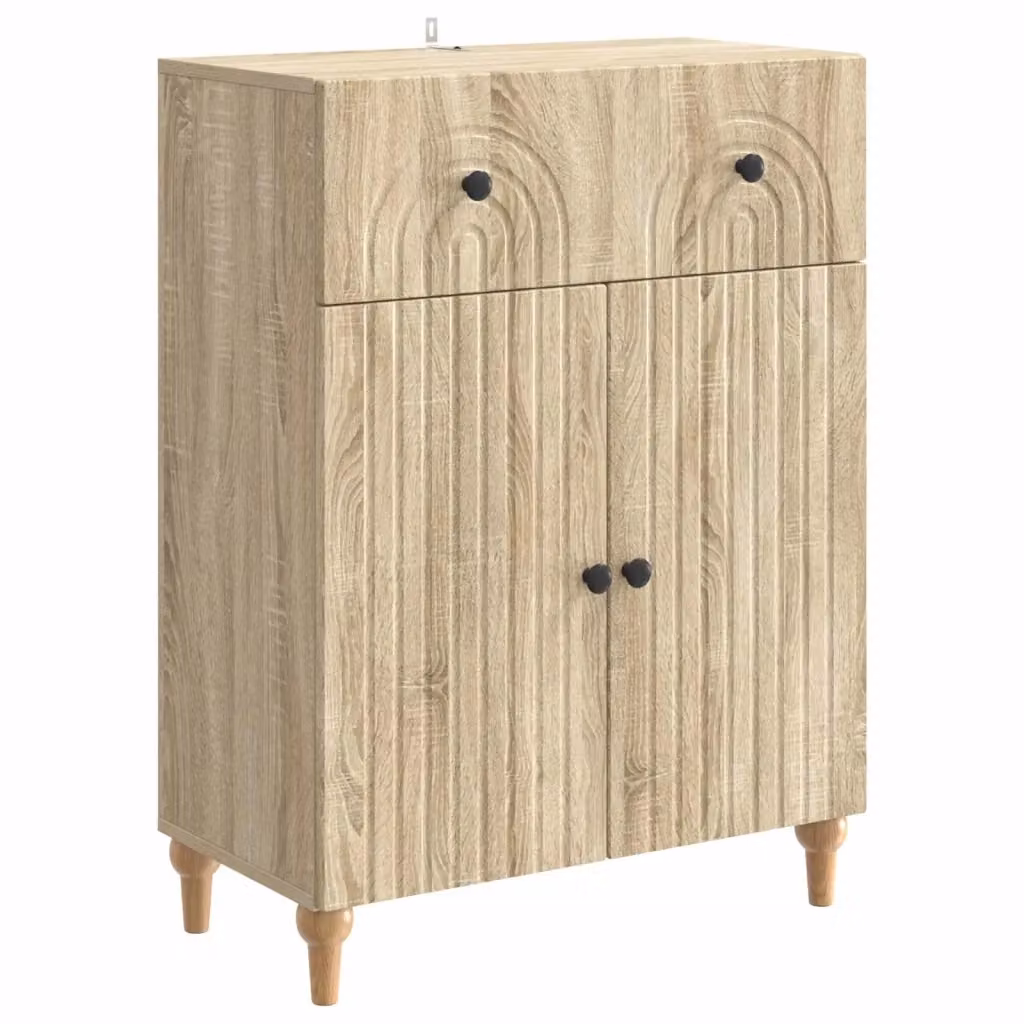 Credenza moderna vidaXL in legno MDF e metallo, colore marrone e beige, L 66 cm x P 34,5 cm x H 90 cm – 2