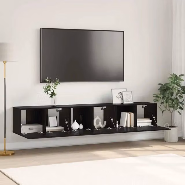 Set di mobili TV moderno vidaXL in MDF nero lucido, 3 pezzi