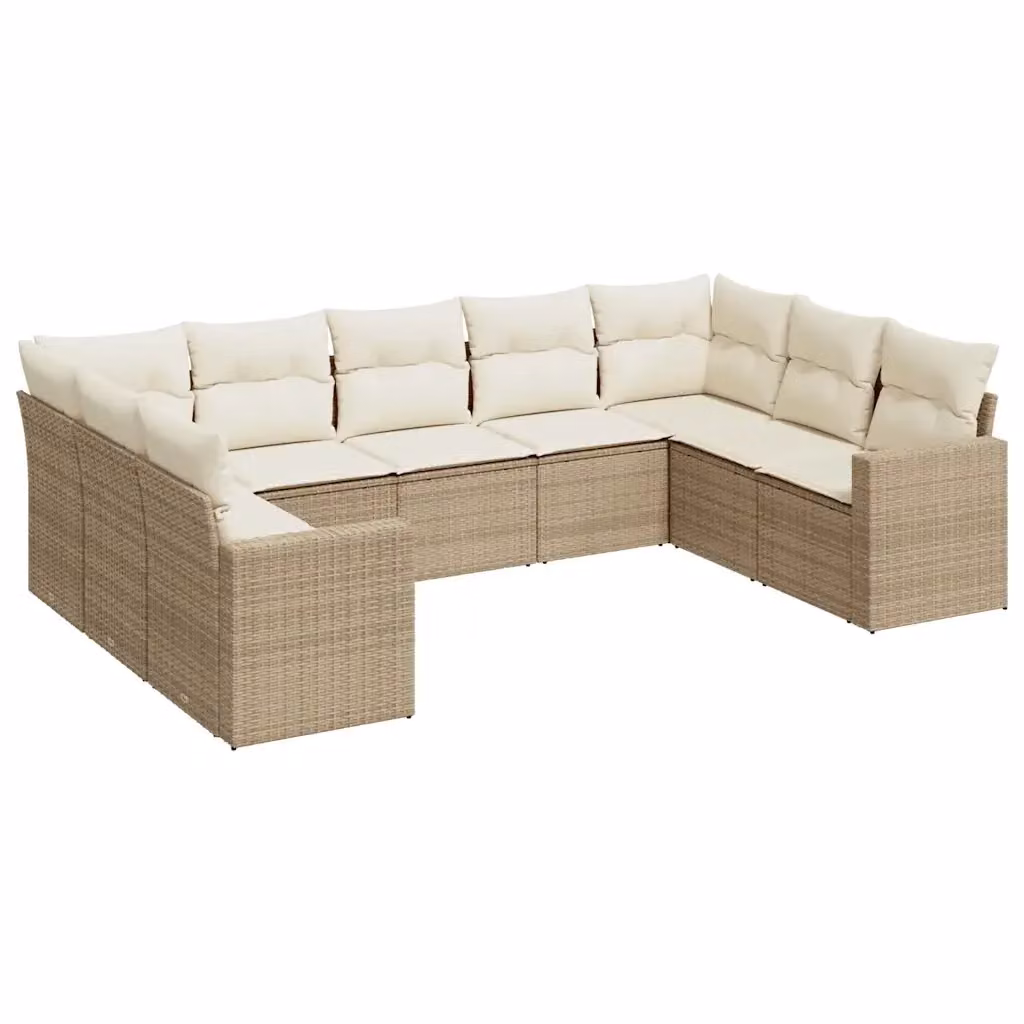 Set Divano da Giardino Moderno VIDAXL in Polyrattan Beige con 9 Cuscini a Forma di U – 2