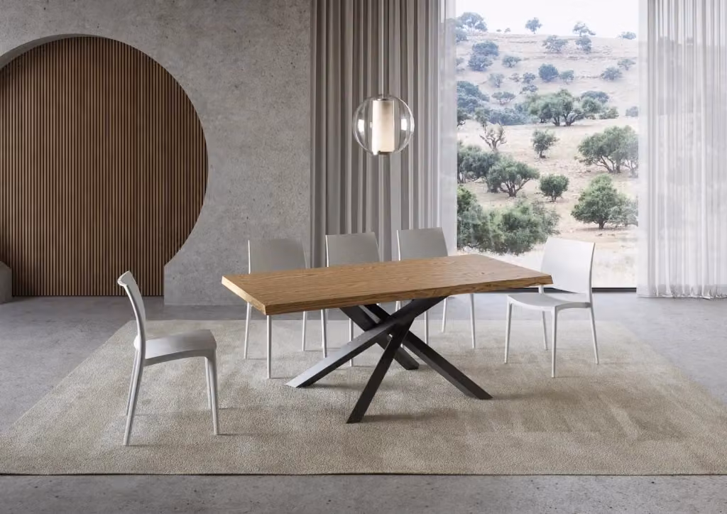 Tavolo fisso rettangolare Versalux in rovere e metallo con gambe antracite L: 180 cm, P: 90 cm, H: 75 cm – 2