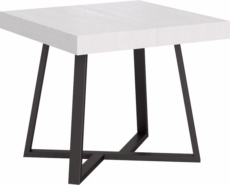 ITYHOME - Tavolo allungabile 90/194x90 cm Zeplir bianco frassino gambe antracite