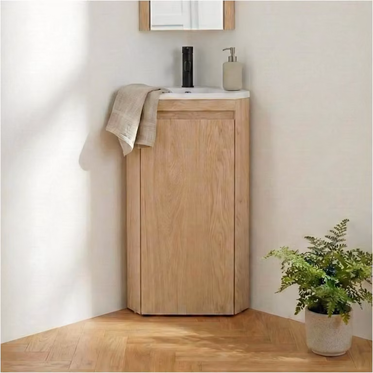 Lavabo angolare SORRENTO su gambe con rubinetto nero