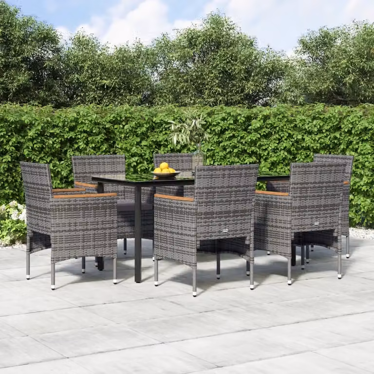 Maison Exclusive - Set da pranzo da giardino da 7 pezzi con cuscini grigi e neri