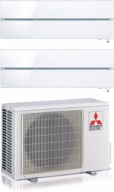 Condizionatore Dual Split Mitsubishi Electric Kirigamine Style Pearl White 9+12 con MXZ-2F42VF R-32 e Wi-Fi Integrato Bianco