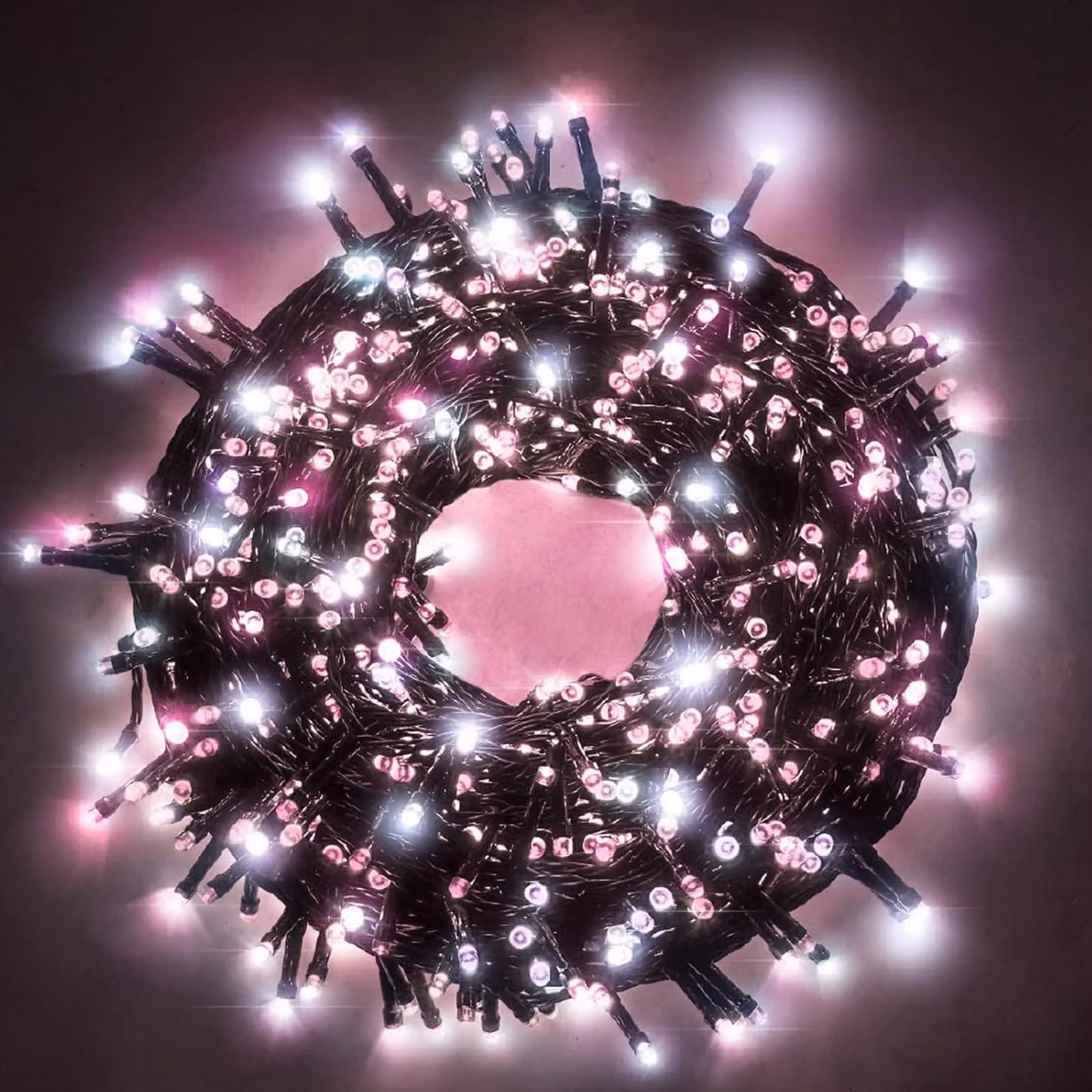 Catena luminosa a LED, 25 metri, 500 LED, diametro 5 mm, cavo verde, grado di protezione IP44, 8 modalità
