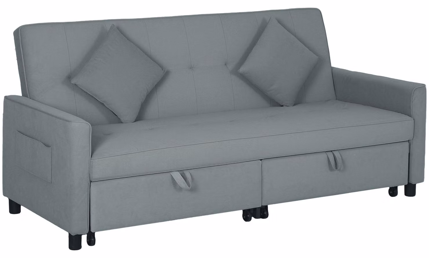 Divano letto - Letto a scomparsa - Divano trasformabile in letto - Letto aggiuntivo - Divano - Tre posti - Rivestimento in velluto - Schienale regolabile