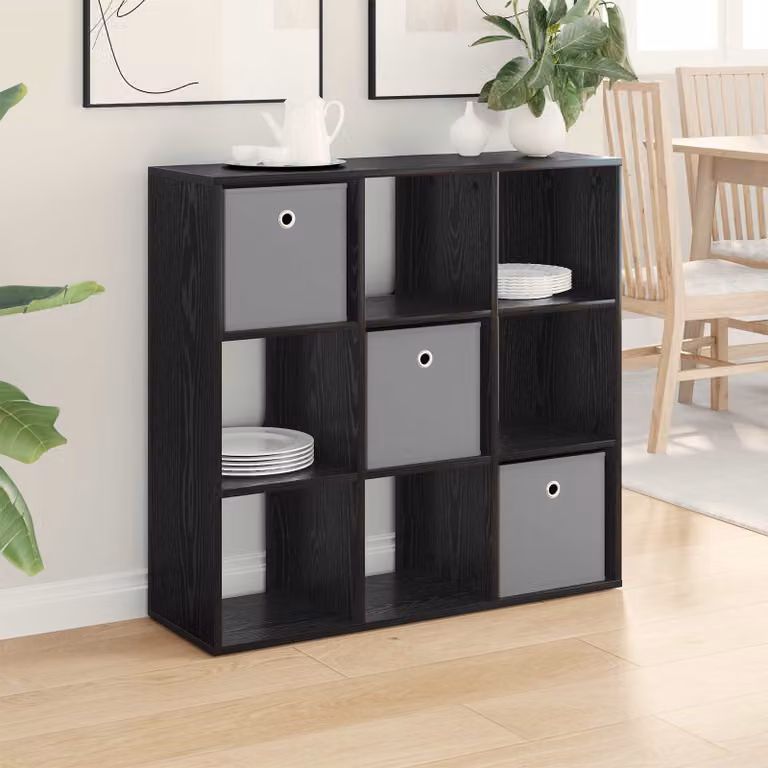 Credenza moderna vidaXL in rovere nero con finitura opaca L: 88,5 cm, P: 29 cm, H: 84,5 cm