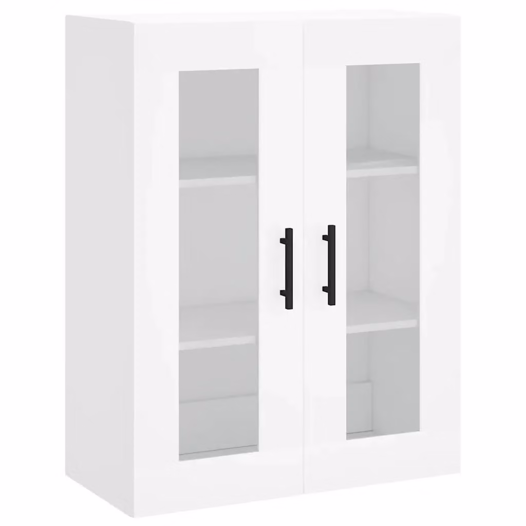 Mobile a Parete Moderno vidaXL Bianco con Ante in Vetro L: 69,5 cm, P: 34 cm, H: 90 cm – 2