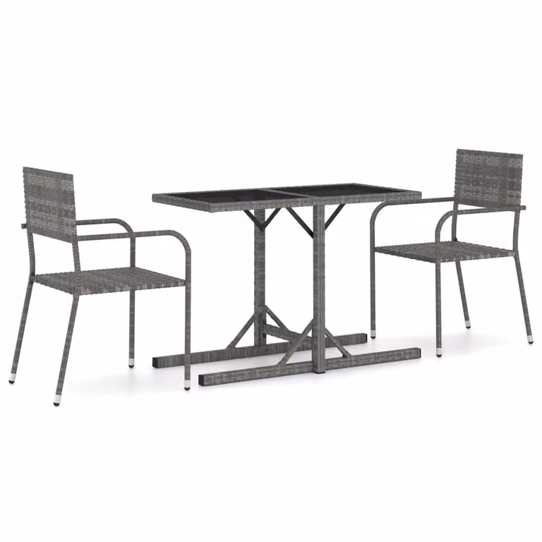 Set Mobili da Pranzo per Giardino 3 pz Grigio
