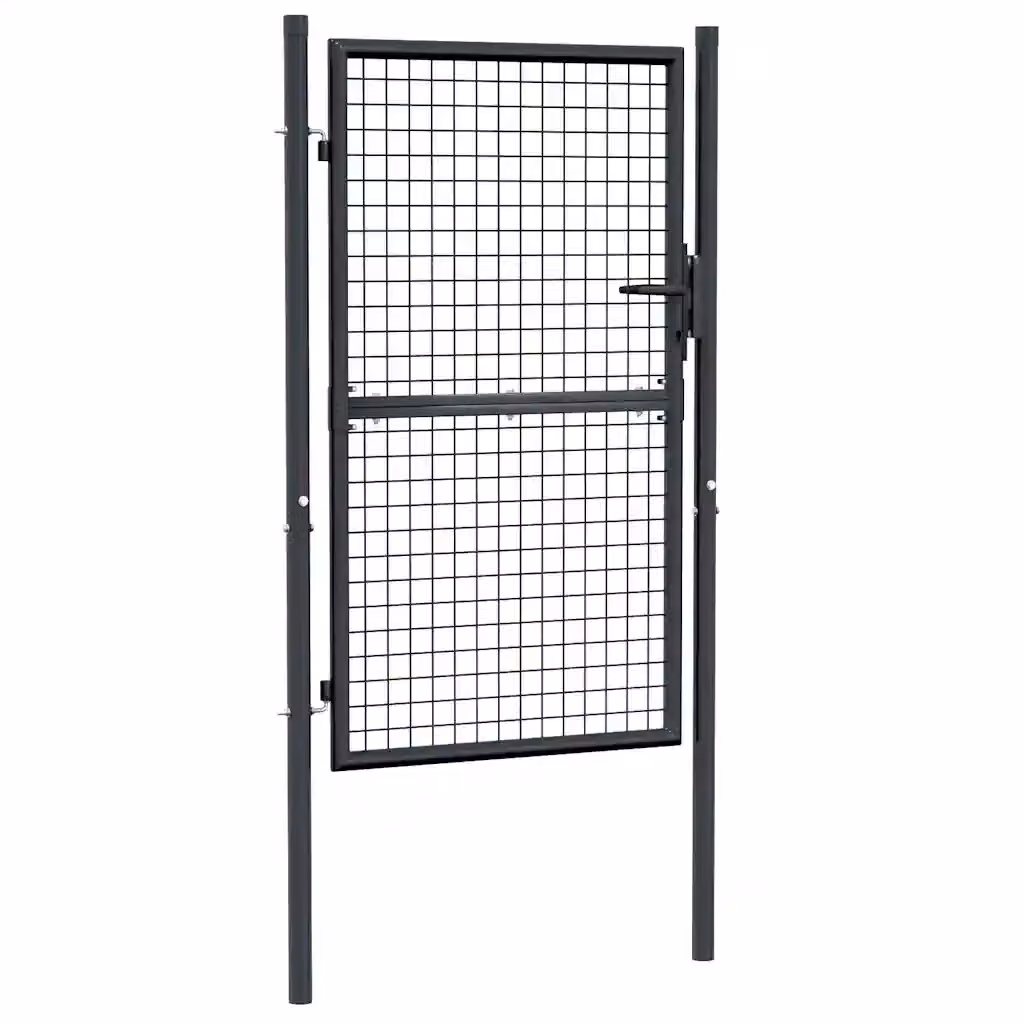 Cancello da giardino singolo a battente vidaXL in rete di acciaio zincato, Grigio, L: 100 cm, H: 150 cm – 2