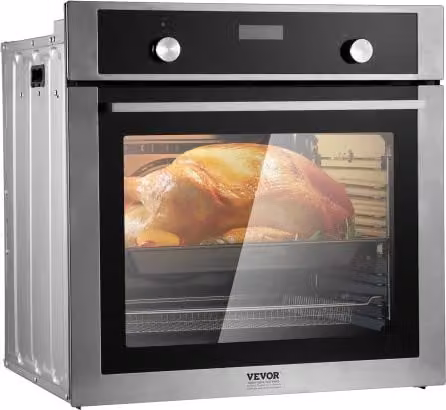 Forno Elettrico da Incasso VEVOR in Acciaio Inox Argento con 9 Funzioni di Cottura, Grill e Timer, L/P/H: 60 x 59,5 x 56,7 cm