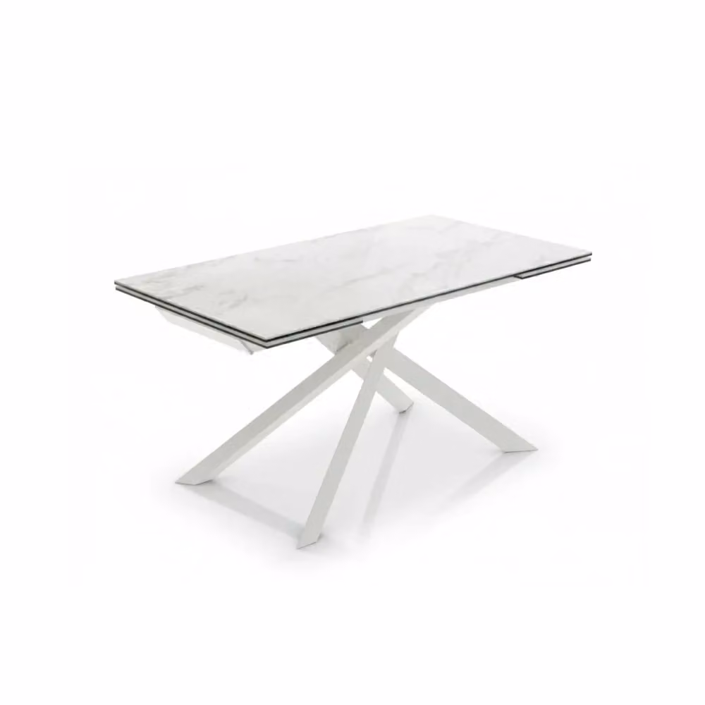 Tavolo da pranzo allungabile Axis Duzzle in ceramica e vetro effetto marmo bianco e antracite, L: 160-240 cm, P: 90 cm, H: 76 cm – 2