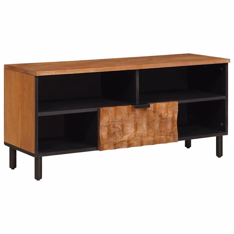 Mobile TV vidaXL con cassetto in legno e metallo, colore marrone, L 100 cm x P 33 cm x H 46 cm
