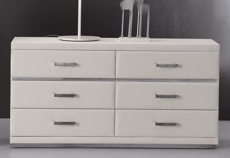 Edle Design Kommode Leder XXL Kommoden Luxus Weiß Schrank Sideboard Low Board