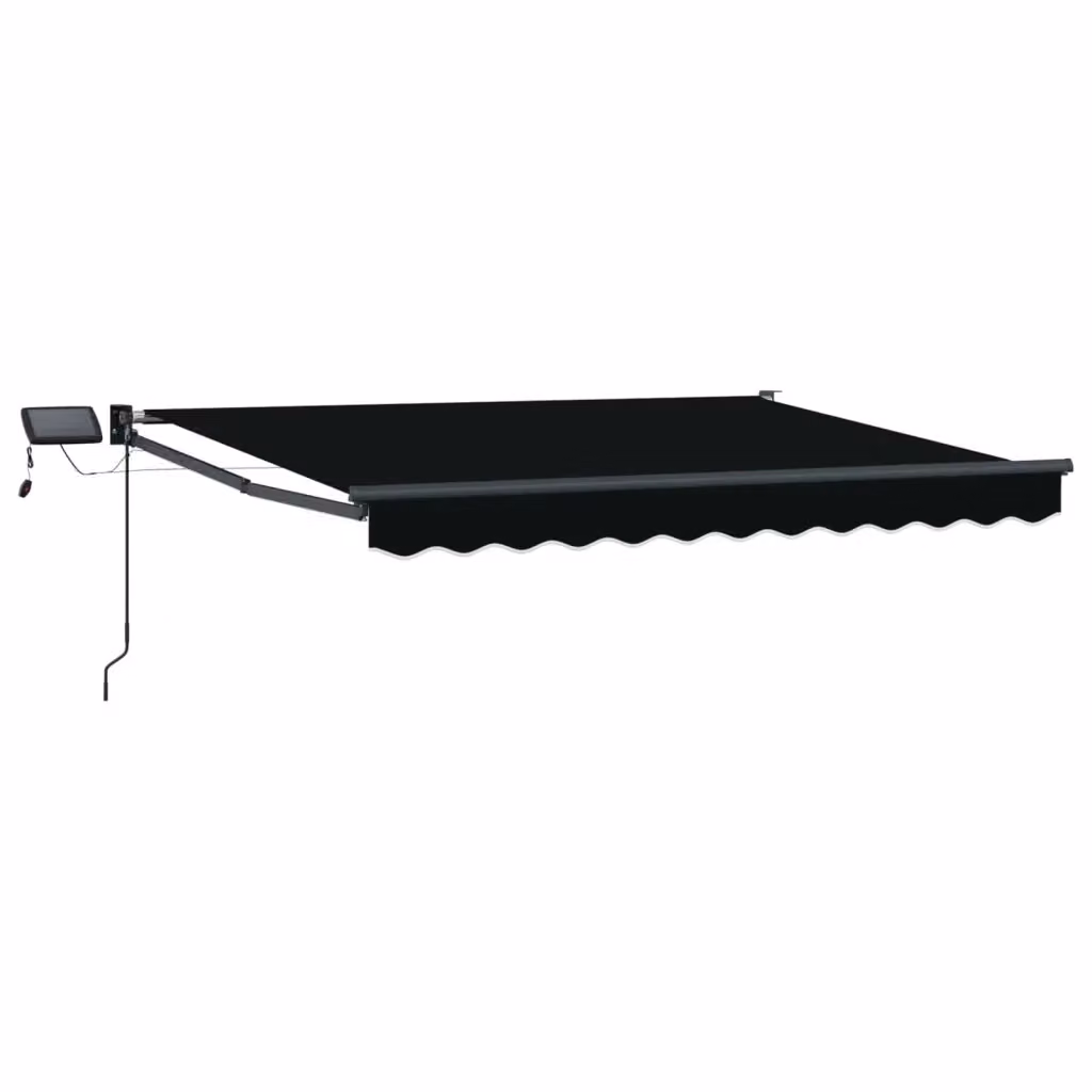 Tenda retrattile manuale vidaxl con LED in poliestere nero e antracite L: 350 cm, P: 250 cm – 2
