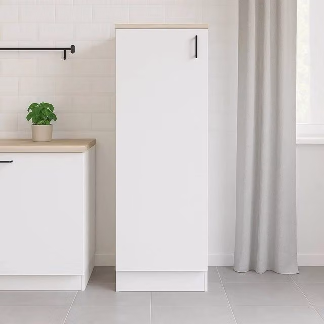 Colonna dispensa cucina Aveny DMORA, mobile verticale con 1 anta, Bianco e Rovere, L: 60 cm, P: 60 cm, H: 148 cm