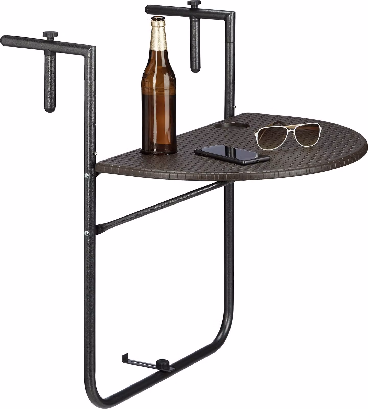 Tavolo sospeso da balcone, pieghevole, marrone, 84 x 60 x 63 cm
