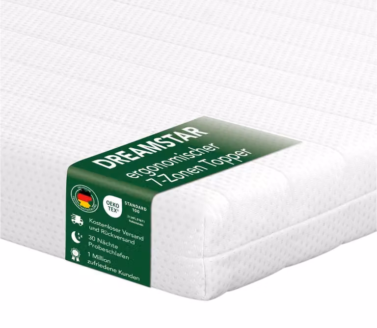 Coprimaterasso ergonomico a 7 zone da 10 cm | H3&H4 | 120 x 200 cm | Coprimaterasso | DREAMSTAR Easy Flex