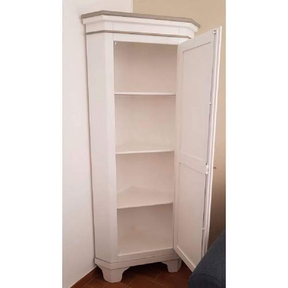 Mobile angolare classico Mobili 2G in legno con 1 porta, bianco e grigio, L/P/H: 58 x 58 x 198 cm – 2