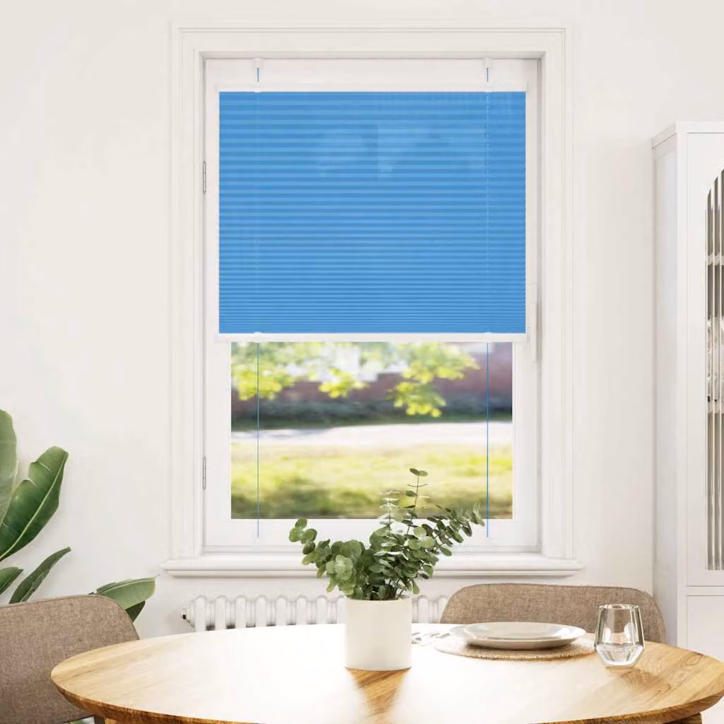 vidaXL Tenda Plissettata Blu 80x100 cm Larghezza Tessuto 79,4 cm