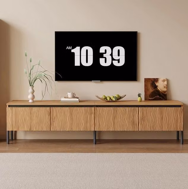 Mobile TV 180x35x43 cm naturale MDF e pannello truciolare con 4 ante