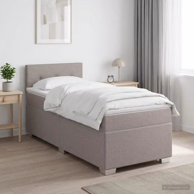 Letto box spring con materasso ibrido vidaXL colore tortora L 80 cm x P 200 cm – 1