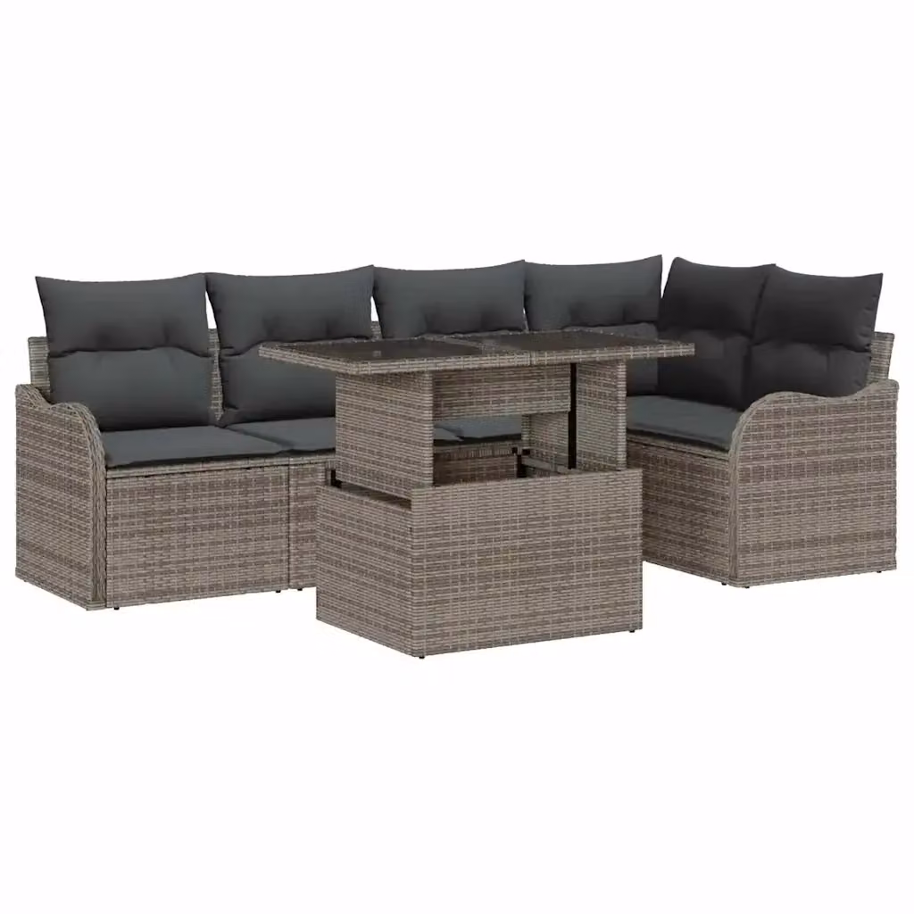 vidaXL Set Divano da Giardino Moderno a L con Tavolino da Caffè, 6 Pezzi, Grigio – 2