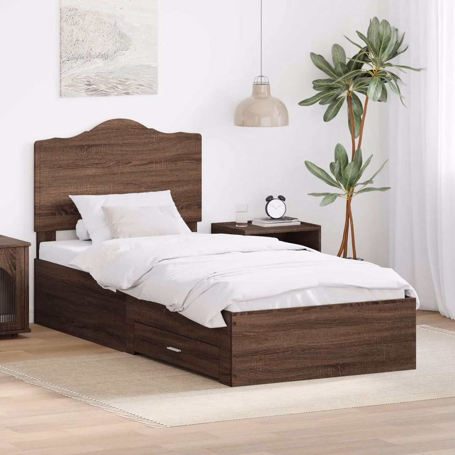 Struttura letto con cassetto vidaXL in legno Rovere Marrone 70 x 190 cm