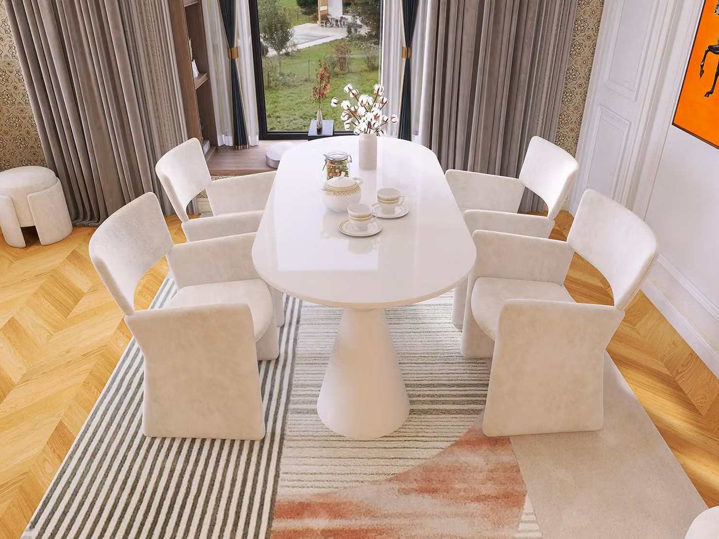 Tavolo da pranzo moderno con 4 sedie di design - Set lussuoso per sala da pranzo, 5 pezzi