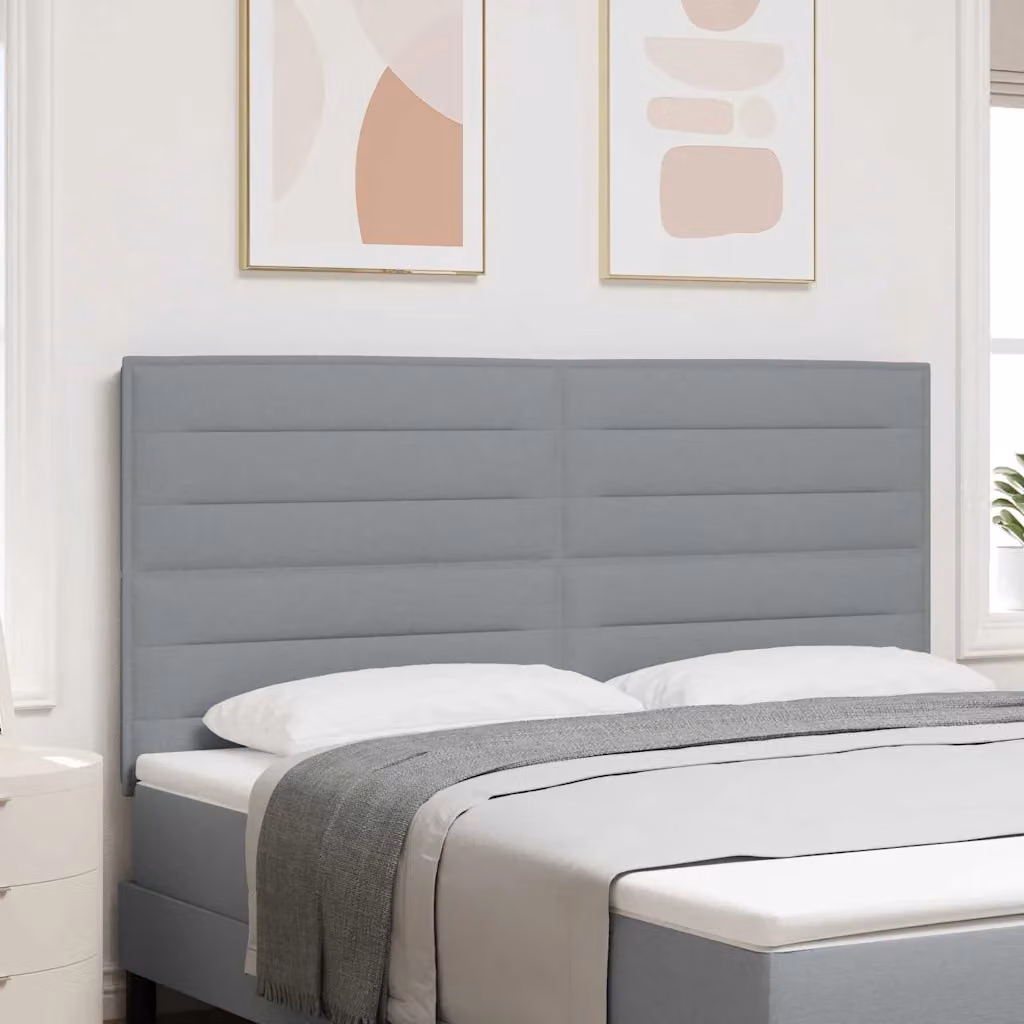 Testiera per letto moderna vidaXL in tessuto grigio con struttura in legno di pino, L: 180 cm, H: 70 cm, P: 10 cm