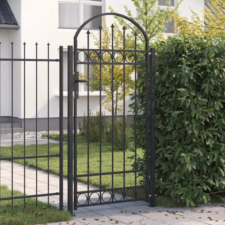 Palo della recinzione vidaXL ASSEN in acciaio bloccabile, disponibile in nero o grigio, H: 200 cm, L: 88 cm, P: 14 cm
