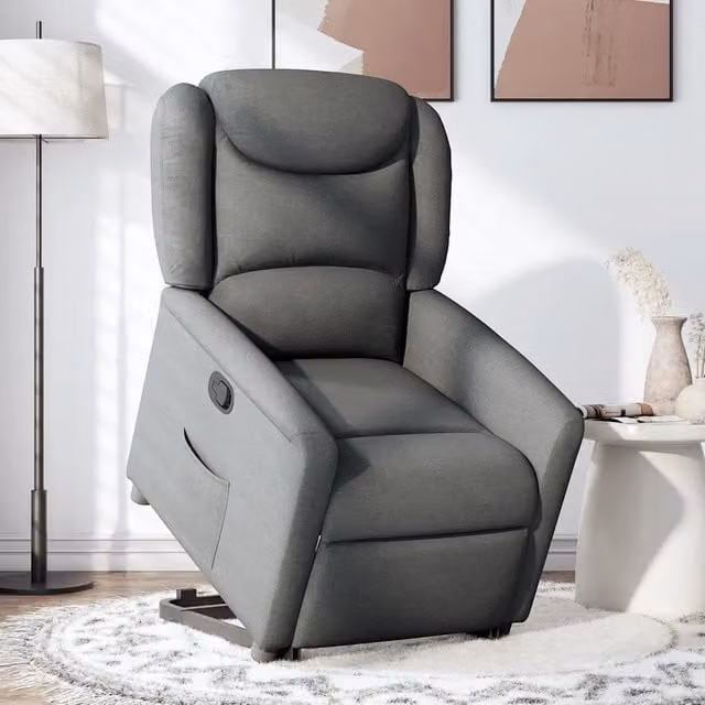 Poltrona | Sedia Relax Alzapersona Reclinabile Grigio Scuro in Tessuto