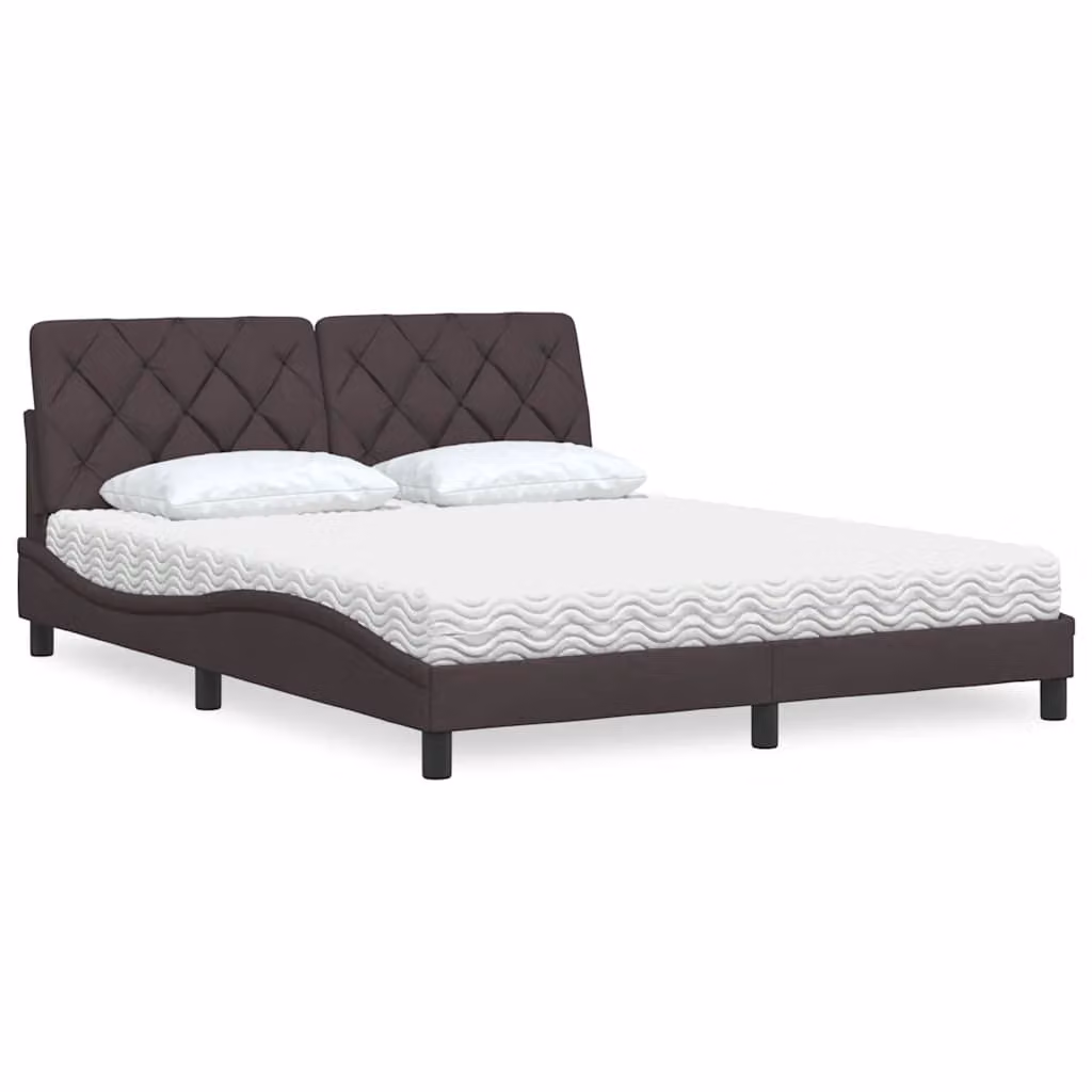 Letto con materasso vidaXL in tessuto marrone e bianco per adulti, L/P: 160 x 200 cm