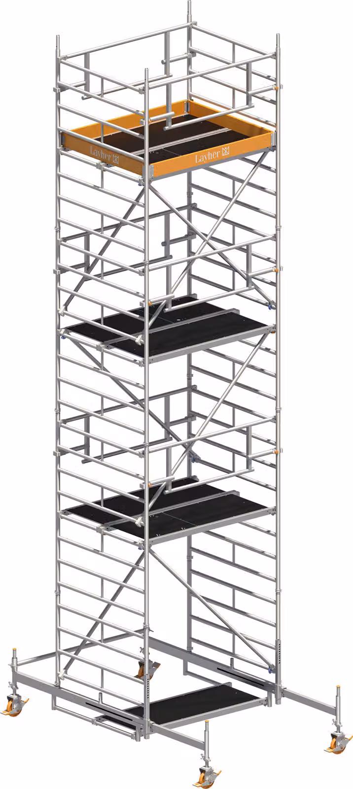 Ponteggio mobile Layher Uni Kompakt P2 Safety Plus con doppia ringhiera 8,38 m AH